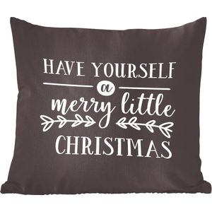 Sierkussens - Kussentjes Woonkamer - 45x45 cm - Kerst quote ""Have yourself a merry little Christmas"" met een zwarte achtergrond - Kerstversiering - Kerstdecoratie voor binnen - Woonkamer