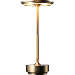 Ostin & Fred Draadloze Tafellamp - Goud - 27 cm - Dimbare Touch Lamp - Voor Binnen en Buiten - Moderne Nachtlamp - Bureaulamp - Oplaadbare Batterij
