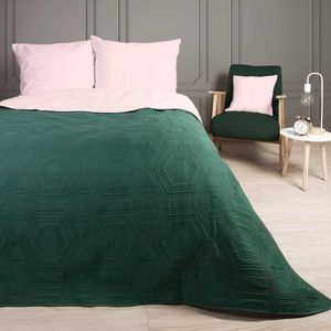 TARA sprei/groen+lichtroze/240x220