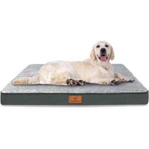 Orthopedisch hondenbed voor grote honden - waterdicht hondenkussen met afneembare wasbare overtrek - ademende hondenmatras grijs L (90 x 60 x 8 cm) dog cussion