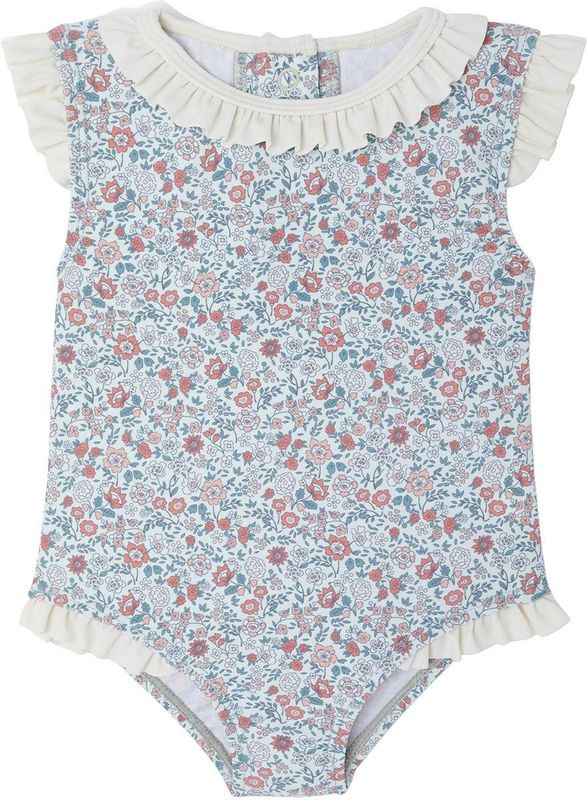 Badpak - Saliegroen - Bloemenprint - 1-delig voor Babymeisjes