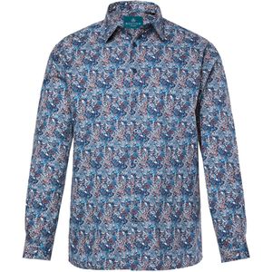 Boston Park - Heren - Boston Park overhemd lange mouw bloemmotief kentkraag - Donker dennengroen - Maat 3XL