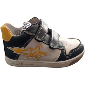 Falcotto - Frankie - Mt 18 - velcro's lederen sneakers - vlammen - navy/wit - old school