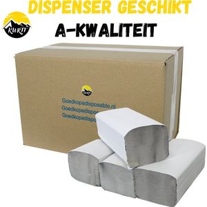 KURTT - 1000 papieren handdoekjes grijs | 4x250 vellen | 1laags | 25 x 23 cm | ZZ-vouw | geschikt voor dispensers