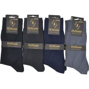 Heren sokken - 2 paar - dunne sokken - 100% katoen - Egyptische katoen - naadloos - blauw - heren maat 39/42