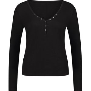 Hunkemöller Dames Nachtmode Pyjama top - Zwart - maat S