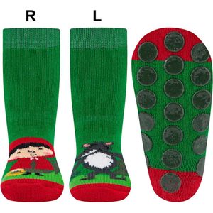 Ewers Antislipsok - Roodkapje en Wolf - Links/Rechts - Groen&Rood - Siliconennoppen-18/19