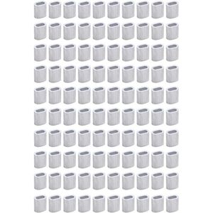 100 Stks Draadkabel Krimphulzen 0.5mm/0.02in Elliptische Aluminium Ferrule Krimpende Lus Mouwen Clips voor Draad/Touw/Kabel Bevestiging