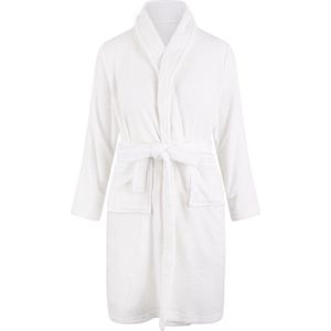 Kinderbadjas - wit - kinder badjas fleece - meisjes & jongens - ochtendjas- maat 110/116