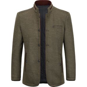 Allthemen Heren Wollen Jas Met Enkelrijig Knoopsluiting - Korte Warme Winterjas - L