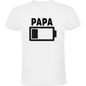 Papa Batterij leeg Heren shirt | vader | kinderen | vaderdag | geboorte | zoon | dochter | Wit