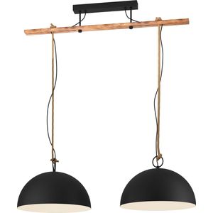 EGLO Hodsoll Hanglamp - E27 - 125 cm - Zwart/Bruin