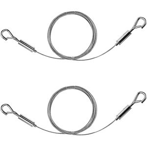 2 stuks roestvrijstalen kabels - draadkabel - 2 m - verstelbare fotodraadophangset - staalkabel met haken - ophangdraad - hangaccessoires voor foto's - spiegels - lijsten