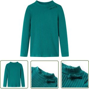 vidaXL Langmouwig Kindershirt - Kinderhemd - Kindershirt met lange mouwen geribd 92 donkergroen - Baby Kleren - Meisjes Hemd - Jongens Hemd