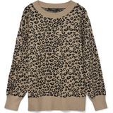 Vero Moda - Trui Nancy - Bruin - Dierenprint - Lange Mouw