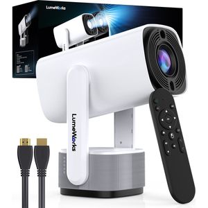 LumeWorks Nova Pro Mini Beamer Editie 2025 - Projector - 4K Support - Geschikt voor IOS en Android - Android 11 - Draagbaar - Thuisbioscoop - Wit