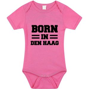 Born in Den Haag tekst baby rompertje roze meisjes - Kraamcadeau - Den Haag geboren cadeau 92