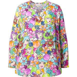 MIAMODA MIAMODA - Dames - Blouse Regular Fit vrouwen-/bloemenpatroon - Neon bes - Maat 42
