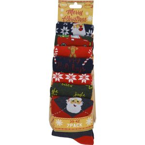 Happy Holiday Socks - 7 PAAR - KERSTSOKKEN - maat 39/42- LEUKE KERSTPRINTS