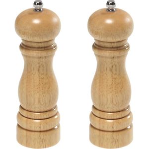 Beukenhouten peper- en zoutstel 16 cm - Pepermaler/zoutmaler - Kruiden en specerijen vermalen vermalers