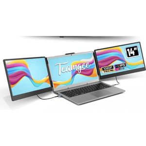 QPFO® Triple portable monitor 14 inch full HD - extra beeldscherm voor laptop - draagbare monitor met HDMI en USB-C