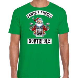 Fout Kerstshirt / Kerst t-shirt Santas angels Northpole groen voor heren - Kerstkleding / Christmas outfit L