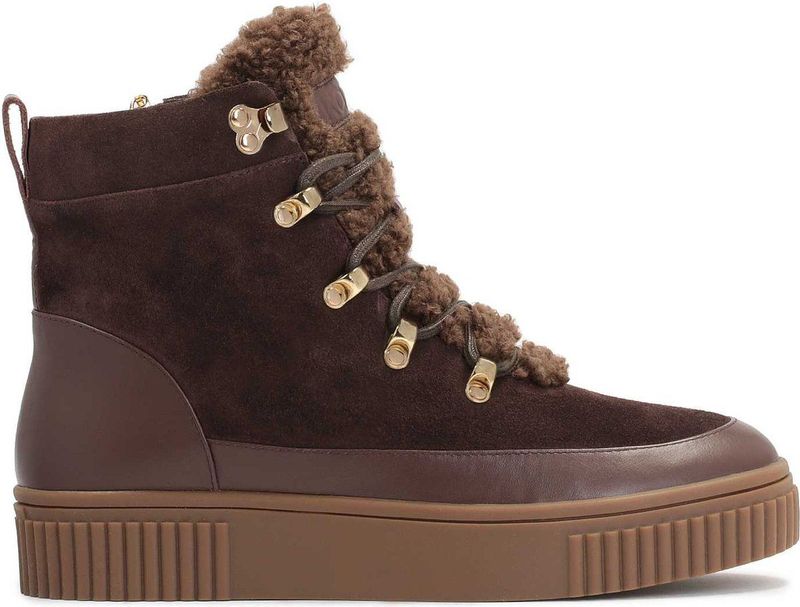 Enkellaarsjes - Suède en Nerf - Goud - Dikke Zool - Dames