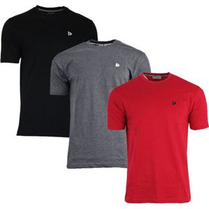3-Pack Donnay - T-shirt (Vince) - Sportshirt - Heren - Black/Charcoal-marl/Berry-red (415) - maat M