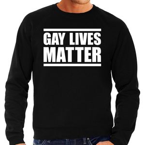 Gay lives matter anti homo discriminatie sweater zwart voor heren - staken / betoging / demonstratie / protest trui - lhbt / gay / lesbo trui S