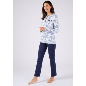 Damart - Ribgebreide pyjama, licht geborstelde binnenkant - Dames - Blauw - 50-52 (XL)