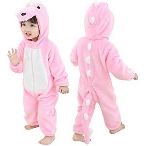 Fabulous Flannel Unisex Kids Animal Costume Jumpsuit – Pink Dinosaur