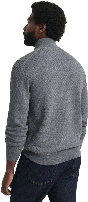 GANT - Schipperstruien - Grijs - Halve Rits - Normale Pasvorm - Lange Mouw