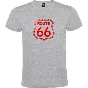 Grijs t-shirt met 'Route 66' print Goud size XS