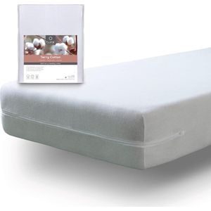 2 x Matrashoes met Rits, Elastische Matrasvernieuwer Absorberende 100% Katoenen Badstof. Maat 80x190/200 cm. Voor Matrassen Van 30 cm Hoog