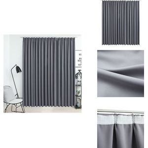 vidaXL Gordijn Grijs 290 x 245 cm - Polyester Materiaal- Met Metalen Haken - Gordijn