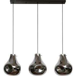 Industriële hanglamp dent glass | 3 lichts | zwart Artic | 115x28x150 cm | eetkamer / woonkamer | metaal | modern design | verstelbaar