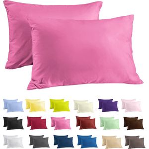 Zavelo Katoen Kussenslopen Deluxe Fuchsia - Set van 2 - 60 x 70 cm - 100% Zacht Katoen - Hotelsluiting - Hoogwaardige Kwaliteit