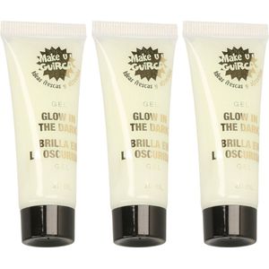 Glow in the Dark schmink/make-up tube 20 ml - 5x - Fluorescerende gel voor gezicht en lichaam