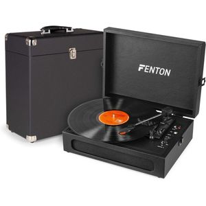 Retro platenspeler met platenkoffer - Fenton RP118B - Platenspeler Bluetooth - Met speakers - Zwart