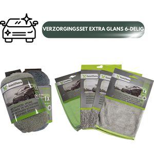 Famiflora autoreinigingsset extra glans - microvezel sponzen (2 stuks), shiny weft doek, glasdoek en 2 suededoeken