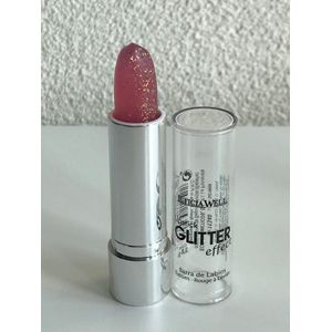 Leticia Well - Glitter Lipstick - transparant/doorzichtig/naturel oud roze met multi kleur glitters - nummer 12 - 3,8 gram inhoud