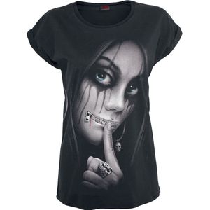 Spiral Zipped Dames T-shirt - zwart - S