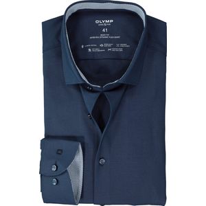 OLYMP 24/7 Level 5 body fit overhemd - herringbone - nachtblauw (contrast) - Strijkvriendelijk - Boordmaat: 42