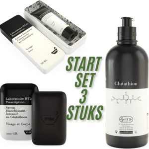 HT26 Glutathion Set – Dagcrème, Verhelderende Bodymilk & Verhelderende Zeep – Tegen Donkere Vlekken & Hyperpigmentatie – Anti-Aging & Hydraterend – Voor Gezicht & Lichaam