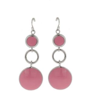 Behave Oorbellen - oorhangers - rond - roze - dames - 5 cm