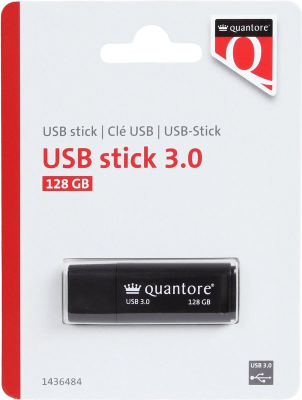 Quantore - USB-stick - Zwart - 128GB - USB 3.0
