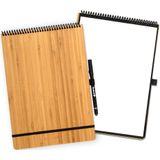 Bambook Notepad - Hardcover - A4 - Blanco pagina's - Met 1 gratis stift - Uitwisbaar schrijfblok / herbruikbaar notitieblok / duurzaam kladblok / whiteboard collegeblok