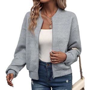 Mode Relief Vest Dames - Grijs - Jack - Trui - Rits - Fashion - Maat S