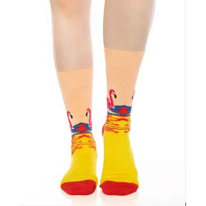 Damessokken met flamingo motief - Maat 35-39 - Grappige Sokken Dames
