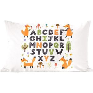 Sierkussens - Kussen - Illustratie alfabet met vossen - 60x40 cm - Kussen van katoen